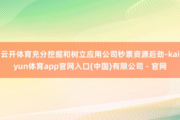 云开体育充分挖掘和树立应用公司钞票资源后劲-kaiyun体育app官网入口(中国)有限公司 - 官网